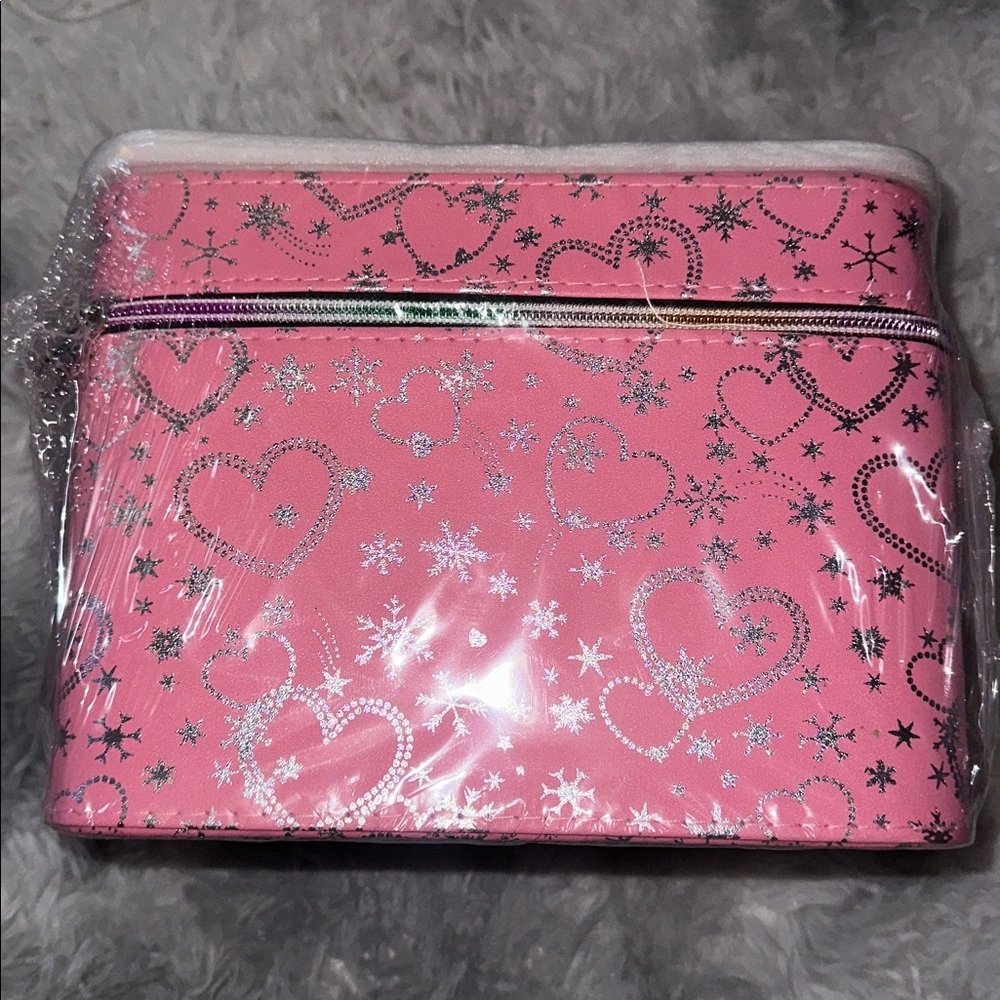 White Heart and Star Patterned Cosmetic Cases Pink - Set of 3 - Brand NEW